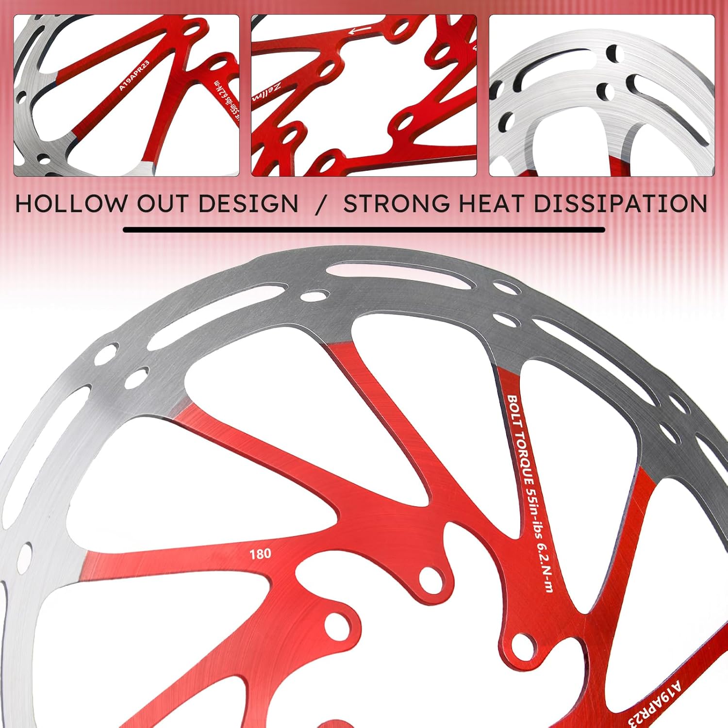 BUCKLOS 2 Pair Copper-Based Bicycle Disc 4 Piston Pads for Shimano D02S D03S Saint Deore XT XTR SLX Zee/Tektro/TRP and 2PC 180mm Red MTB Stainless Steel Bicycle Disc Rotors Bike Brake Rotors