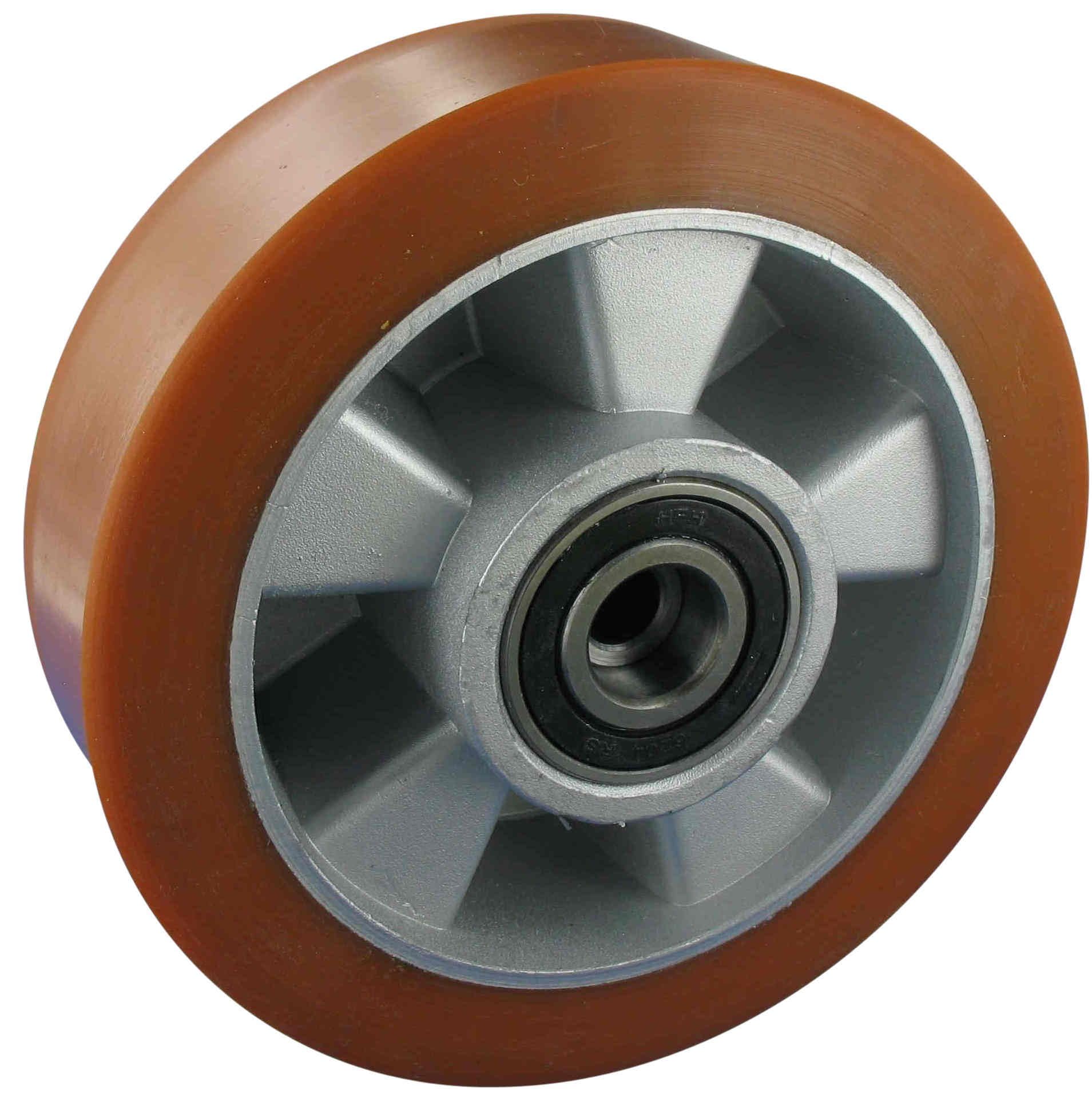 Rollentechnik Hubwagen Lenkrad Hubwagenrad 200x50 mm Polyurethan mit Kugellager Bohrung 25 Nabenlänge 55 Einbaulänge 40