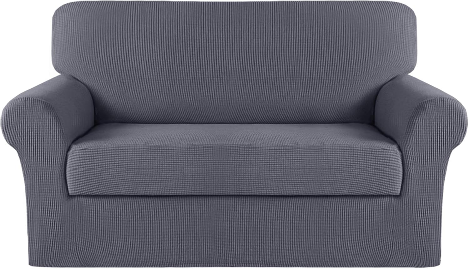 Turquoize Stretch Sofa Slipcover 2 Pieces Sofa Cover Couch Cover for 2 Cushion Couch Washable Furniture Protector Covers with Elastic Bottom Feature Thick Jacquard Fabric (Medium, Grey) : Home & Kitchen