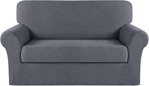 Vista 401 de Turquoize - Funda elástica para sofá de 2 piezas y 3 cojines, funda protectora lavable con elástico en la parte inferior, tela jacquard gruesa