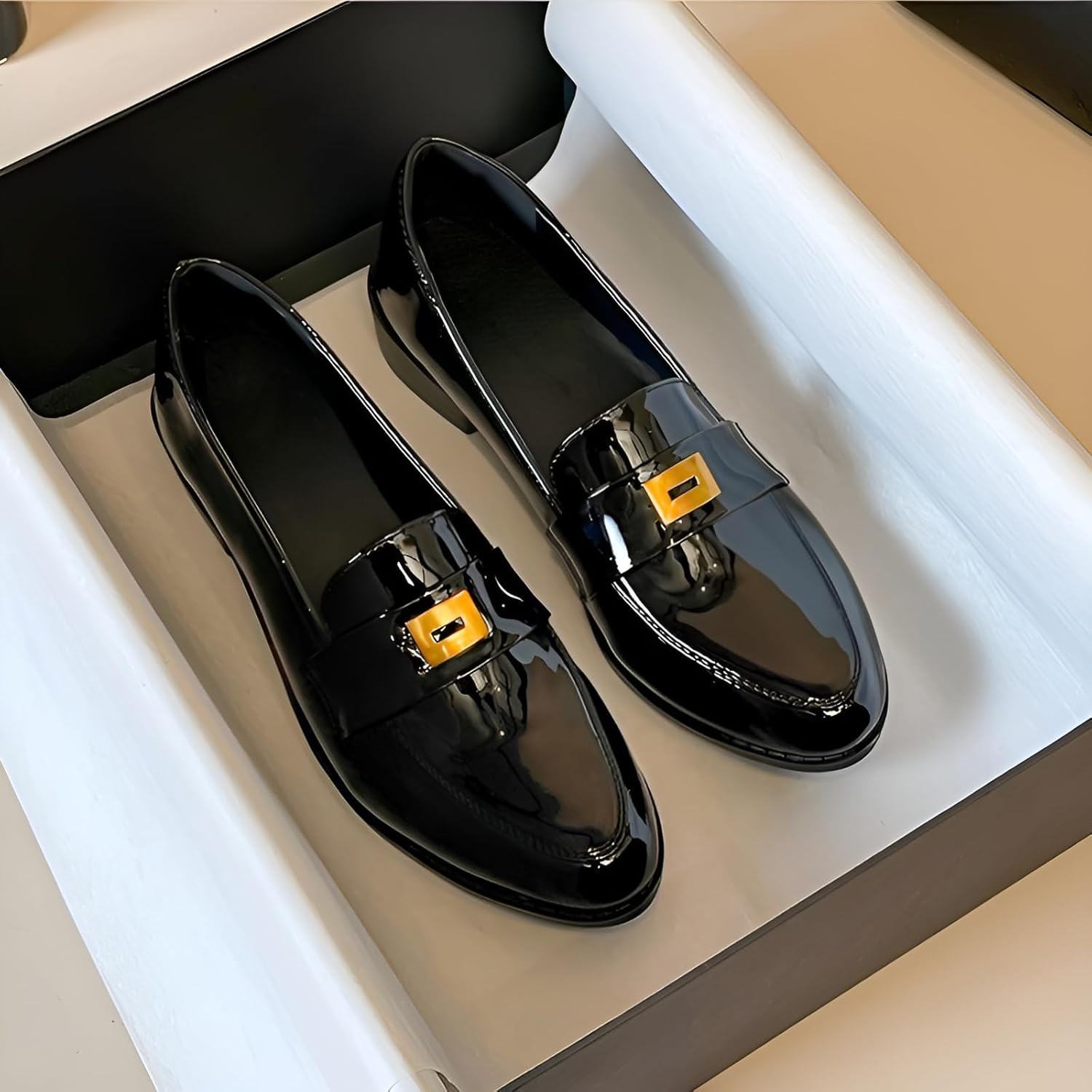 [lalarimi] 公式 ローファー メンズ/レディース メタル装飾 防水加工 弾力口設計 記憶クッションインソール 軽量ラバーソ