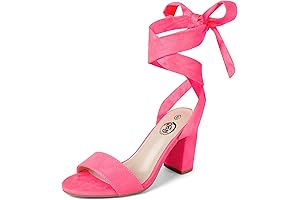 Pink Heels: Strappy Lace-Up Chunky Heels Tie-Ups