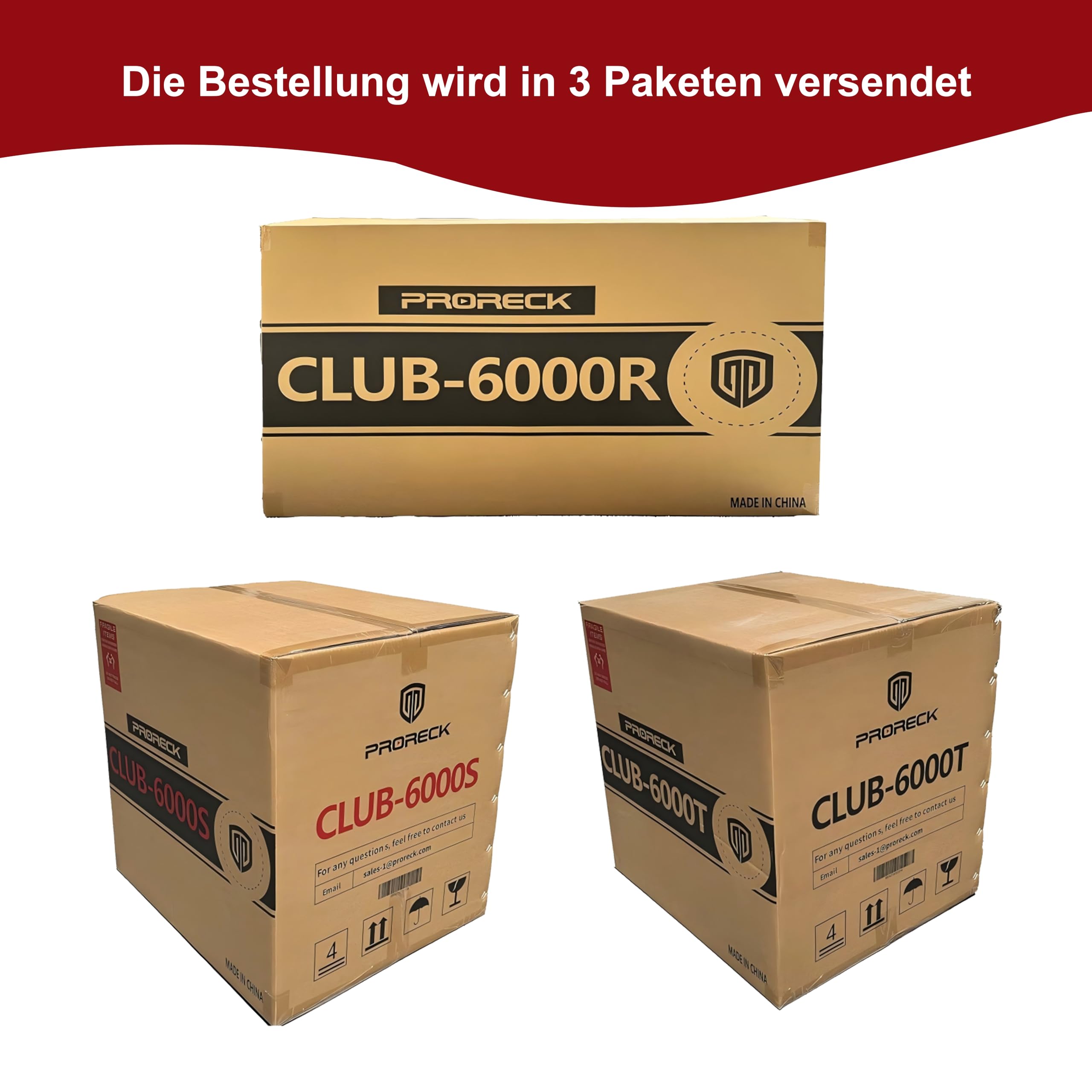 PRORECK Club 6000 15-Zoll 6000-W-P.M.P.O Stereo-PA-Lautsprechersystem 4 Line-Array-Lautsprecher 2 Subwoofer Bluetooth USB SD
