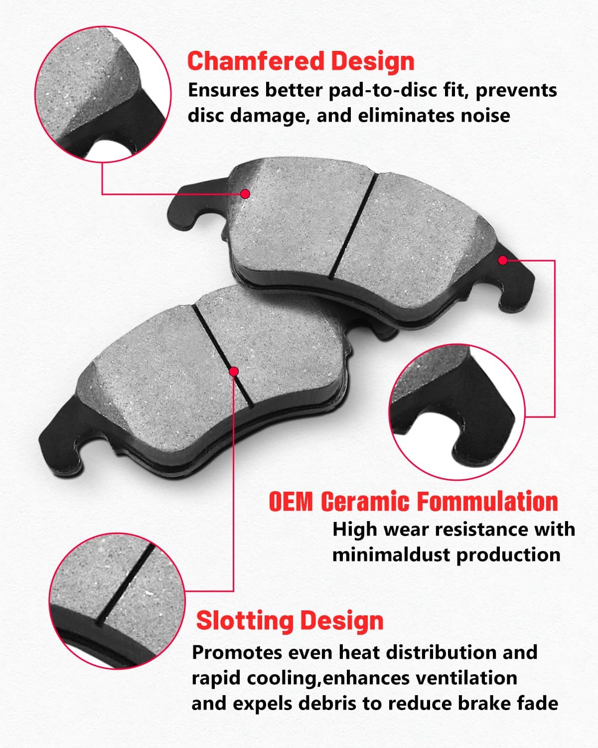 MOTOREVO Front Brake Kit Compatible With Ford Explorer 2013-2019 Geomet Coated Drilled Slotted Disc Brakes Rotors Vented Ceramic Brake Pads Replacement Rotors 13.9in(352mm) S-54285 P-1611A Set of 6