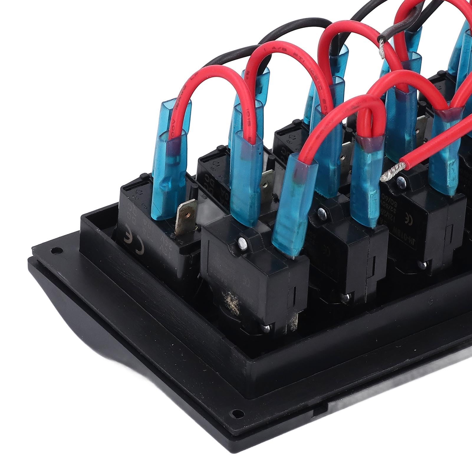 Alomejor Panel Przełącznika Kołyskowego LED 12 V 24 V z Zabezpieczeniem Przed Przeciążeniem dla łodzi RV Yacht Bus - 6-krotne Przełączniki Wodoodporne ABS