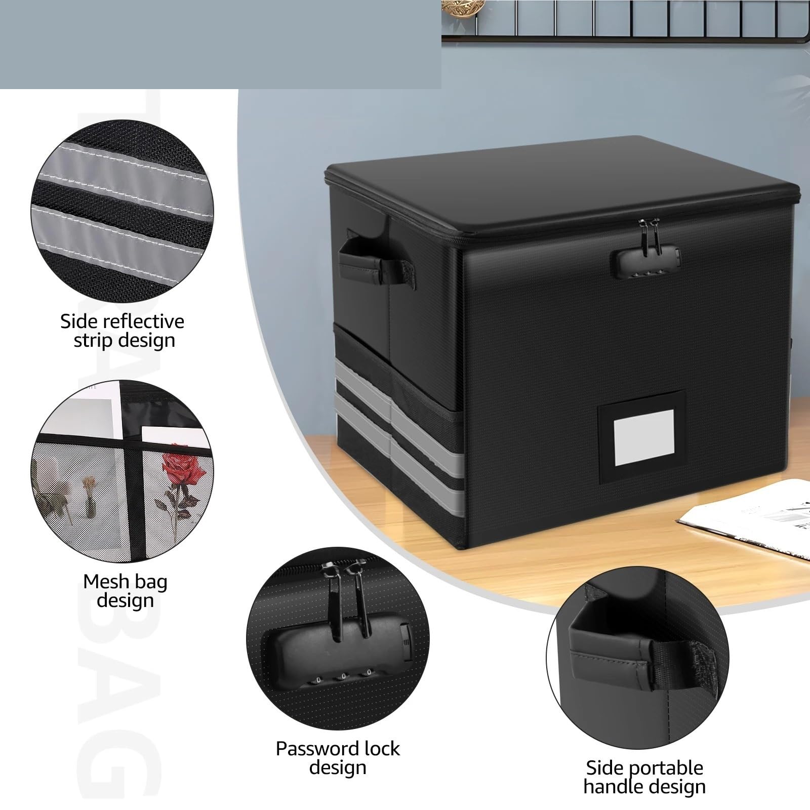 Vinyl Record Storage Box Fireproof Waterproof Organizer with Lock LP Album Crate Hold up to 150+ Singles for Home per Dischi