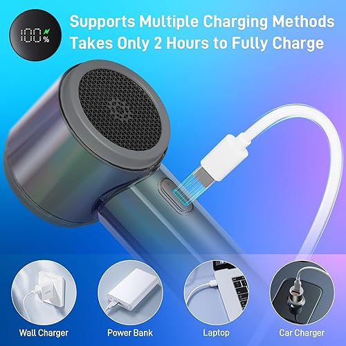 Miniatura 4 de Ventilador de mano portátil, ventilador turbo, hasta 10 horas de trabajo, alta velocidad de 14000 RPM, diseño de bolsillo personal arcoíris con