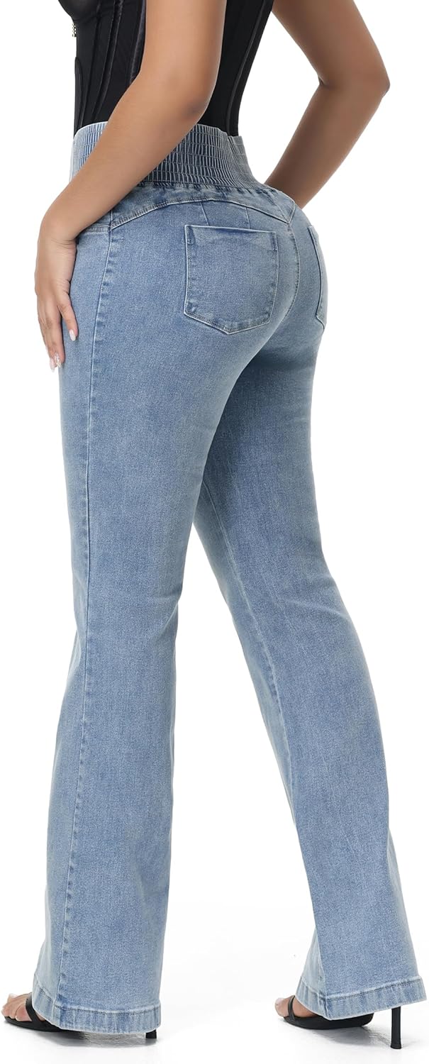 SHAPSHE Women's Jeans High Waist Butt Lift Stretch Jeans 3 Button Push Up Skinny Colombian Tummy Control Denim Pants