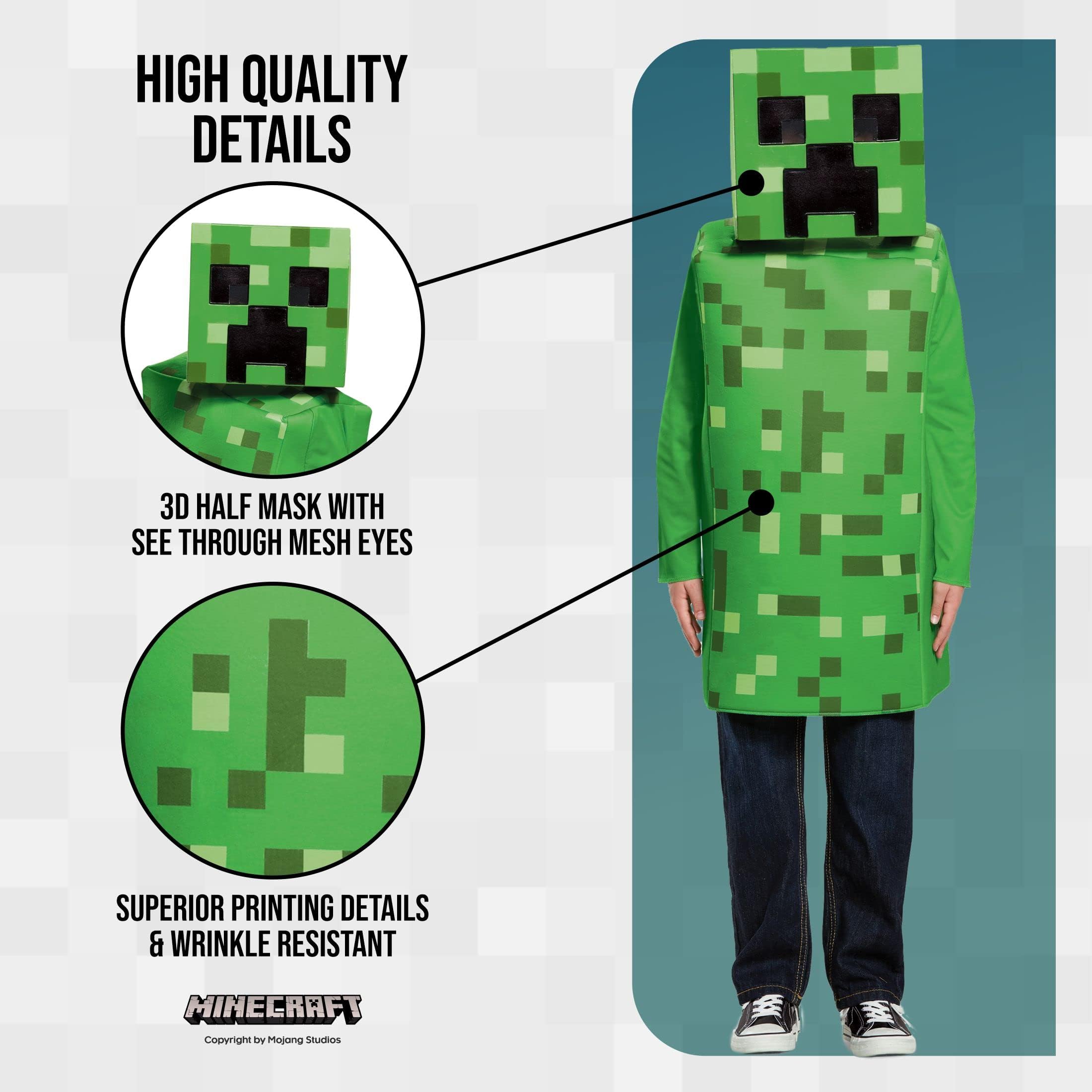 Disguise Kids Mojang Minecraft DISK65642K Klasyczny Kostium Creepera, Chłopcy, Zielony