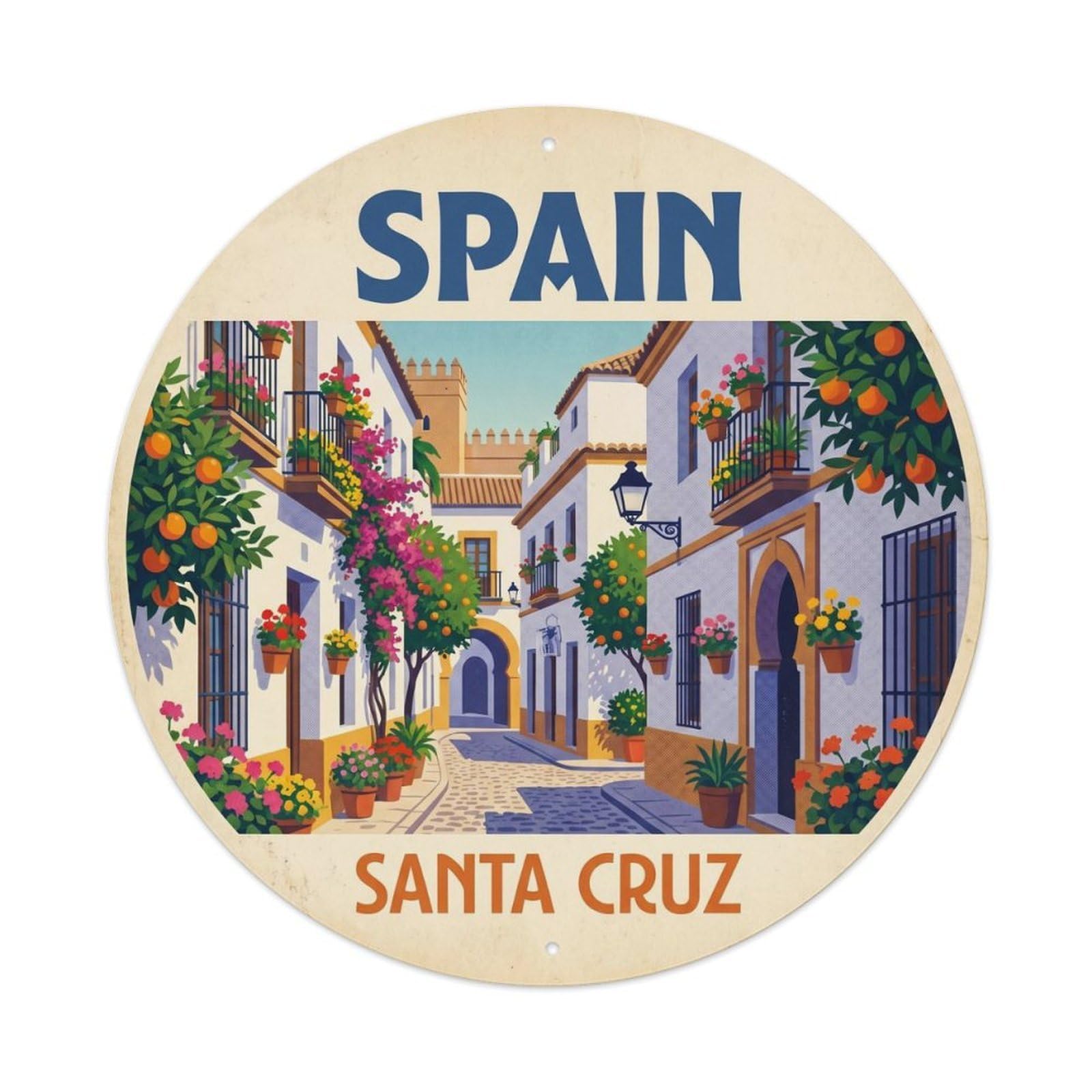 Sevilla Santa Cruz Spain Cultural Travel Metal Tin Sign