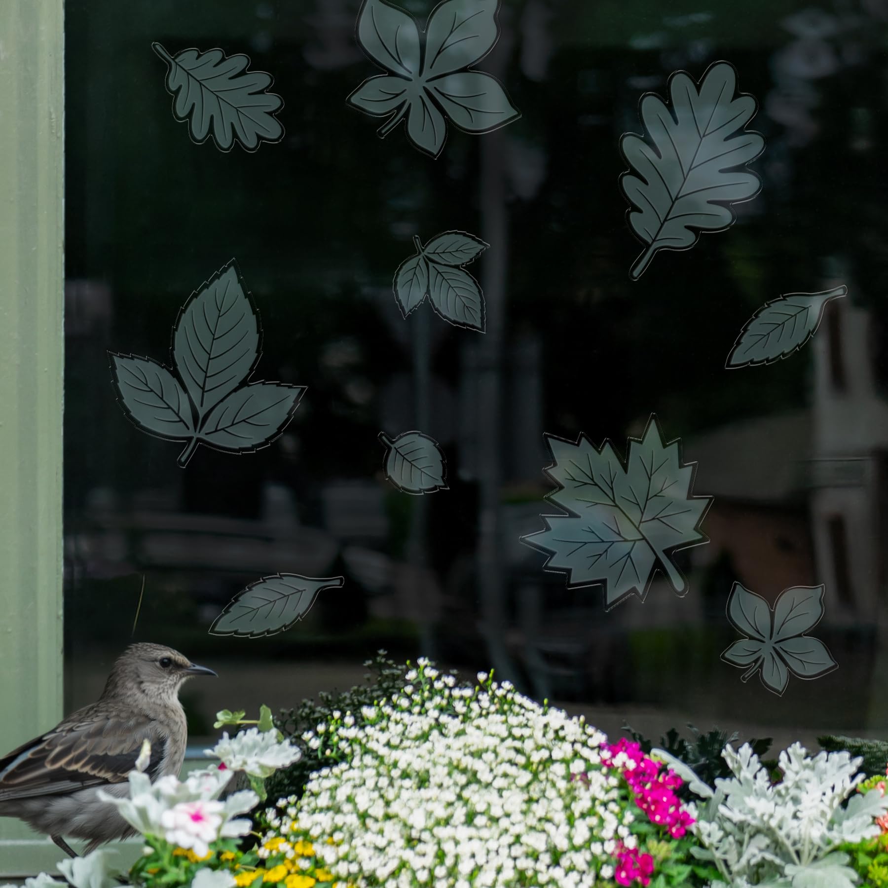 Leaves UV-Reflective Bird Deflectors | Botanical Window Clings | Static Cling, Residue-Free