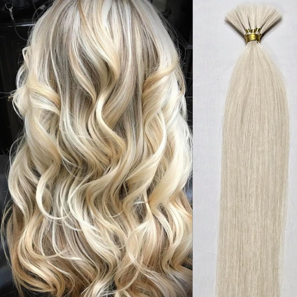 Hair Faux You 20" 100 grams, Double Drawn,10 Bundles,100% Human V-light Bulk Hair Extensions (Loose Hair) #60 White Blonde (Slightly Golden)