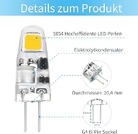 I-SHUNFA G4 LED Izzó Csomag, 5db, Hideg Fehér 6000K, 12V, 0.5W, 90lm, Halogén Helyettesítő, Energiatakarékos, Villogásmentes 3