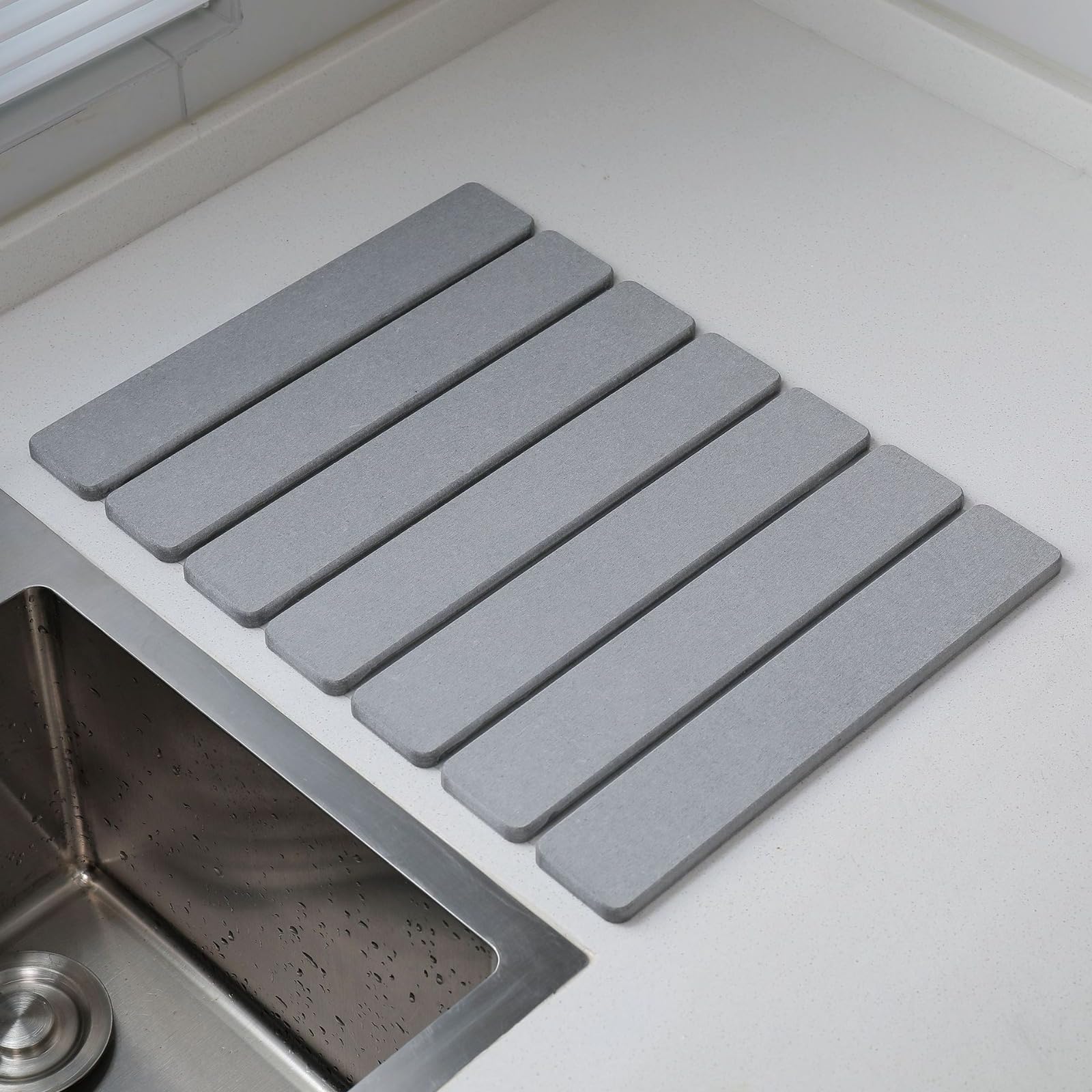 Schnell trocknende Steinmatte für die Küche – saugfähiges, wiederverwendbares Abtropfpad, faltbare Abtropfmatte, perfekter Arbeitsplattenschutz für effiziente Küche und Geschirrtrocknung