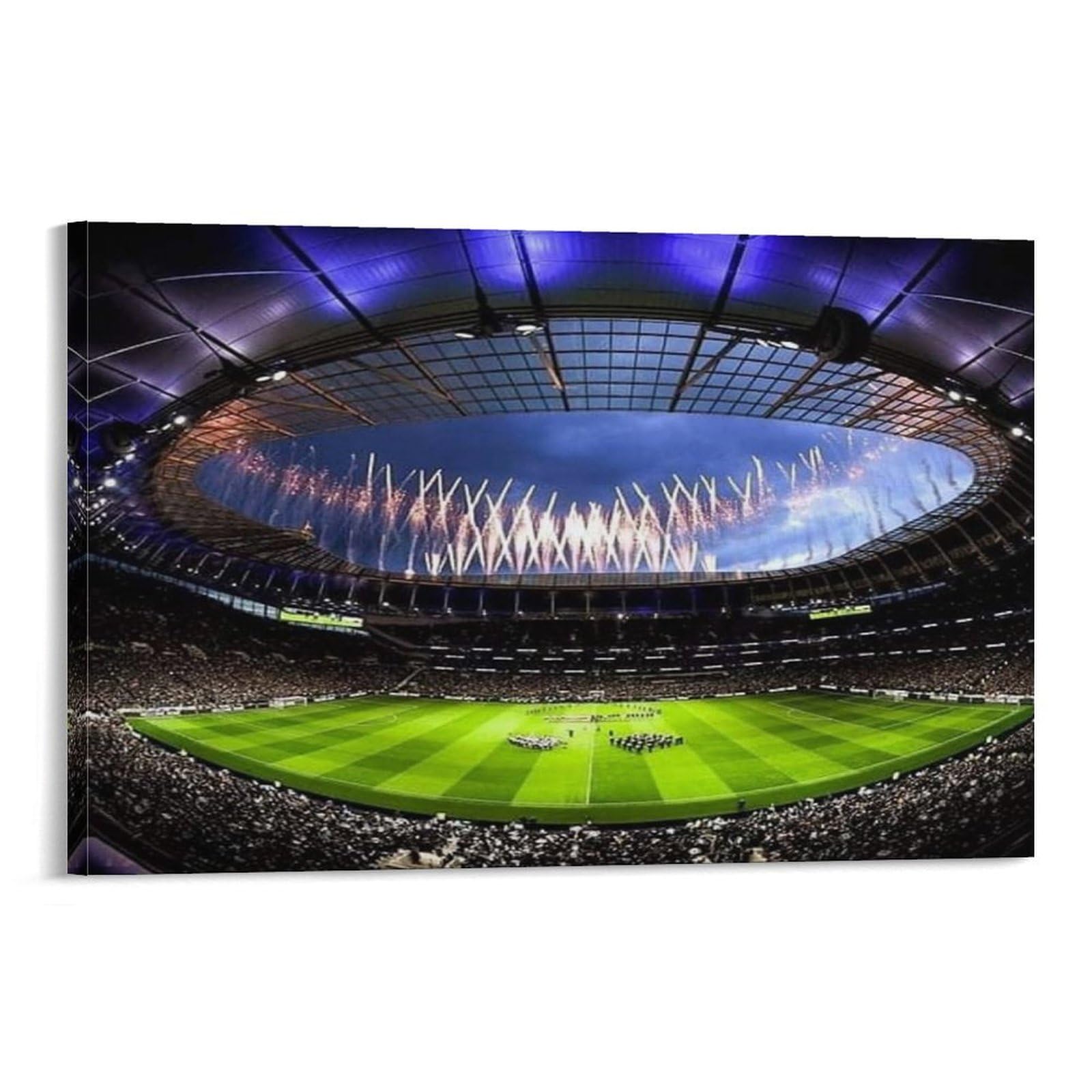 CPLVKWRQJ Stadium Fireworks Show Single Piece Bright Lit Football Stadium Full of Spectators Canvas Wall Decor - Office Canvas Print Fade Resistant Wall Focal Art Decor 20x30inch(50x75cm)