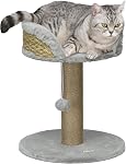 PawHut Small Cat Tree with Scratching Post, Perch, Toy Ball, Cat Tower for Indoor Cats - 16" x 16" x 19", Grey
