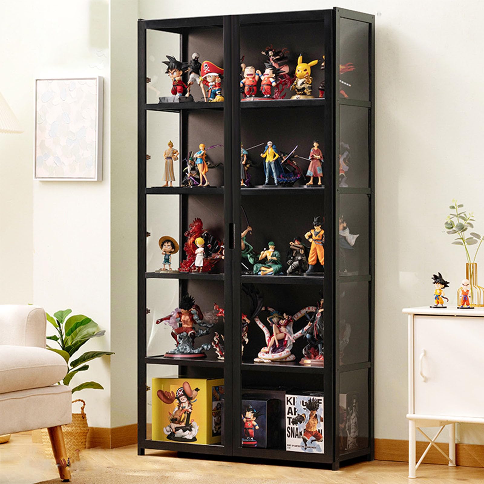 ガラスケース 3段両扉 コレクション フィギュア 棚 ショーケース 黒 2000 