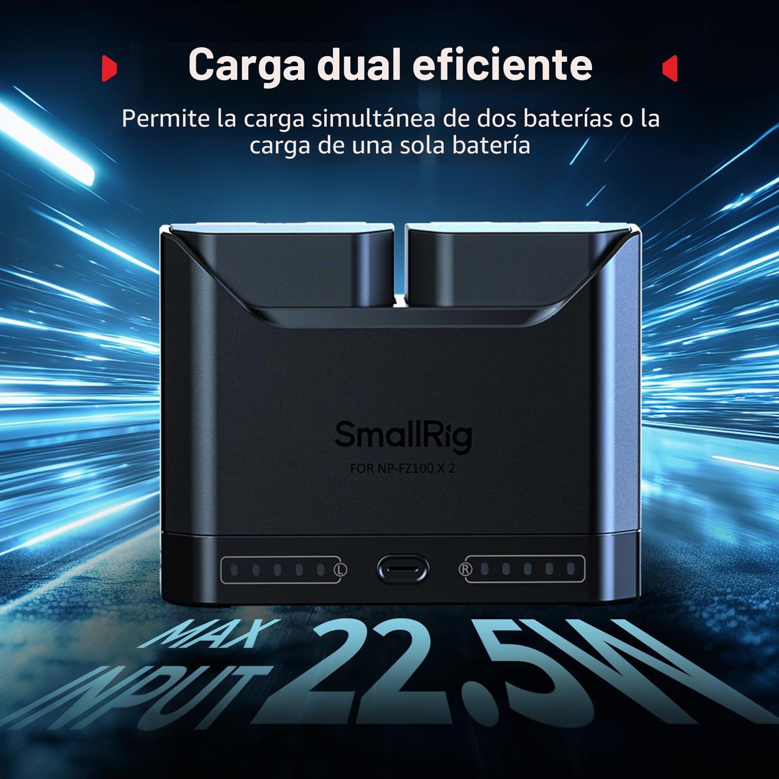 SMALLRIG Kit de Batería NP-FZ100 para Sony, Cargador Dual 22.5W con Baterías 1940mAh, Compatible con Alpha A7III/A7IV/A6700/FX3/FX30/A9/A7C/A7CII/A7RIII/ZV-E1-5483