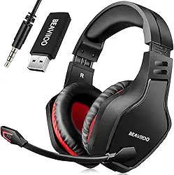 Wireless Gaming Headset PC, PS5, PS4-50-Hr Battery, Noise-Canceling Mic, Surround Sound, for Immersive Gaming, Virtual Meetings, All-Day Comfort, Gamers & Professionals (Update)