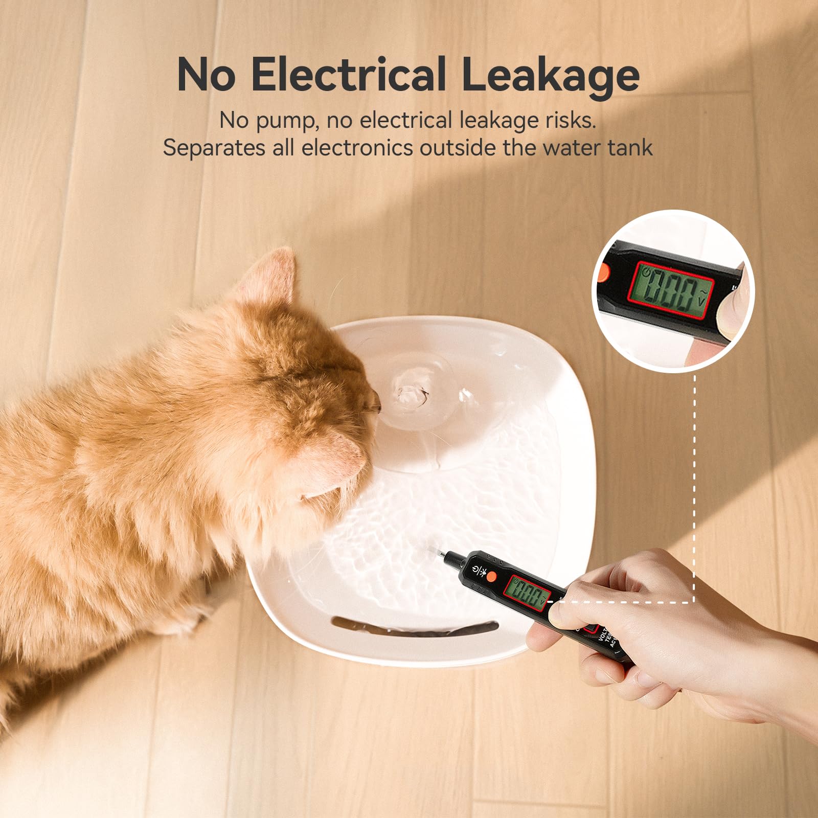 Cheerble Pumpless Cat Water Fountain for Drinking, Elfin E1 Lite, 2L Ultra Quiet Cat Fountain - Image 4