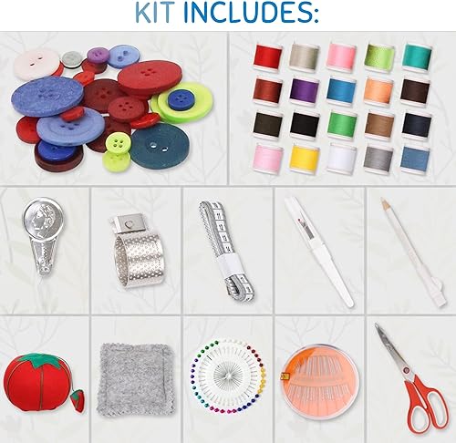 Vista 35 de Sewing Basket Organizer with Complete Sewing Supplies, Wooden Sewing Storage Organizer with Removable Tray Sewing Essentials and Tomato Pincushion