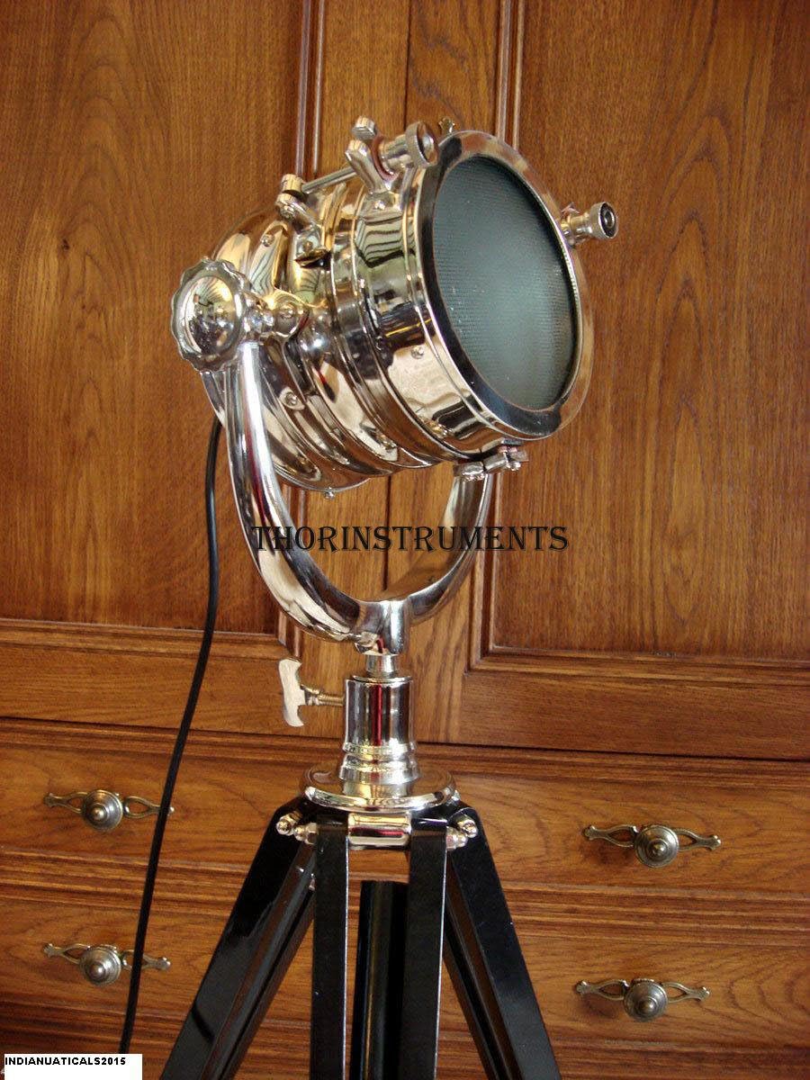 Vintage Searchlight Tripod Stand Authentic Spotlight Hollywood Spot Light Lamp image 3