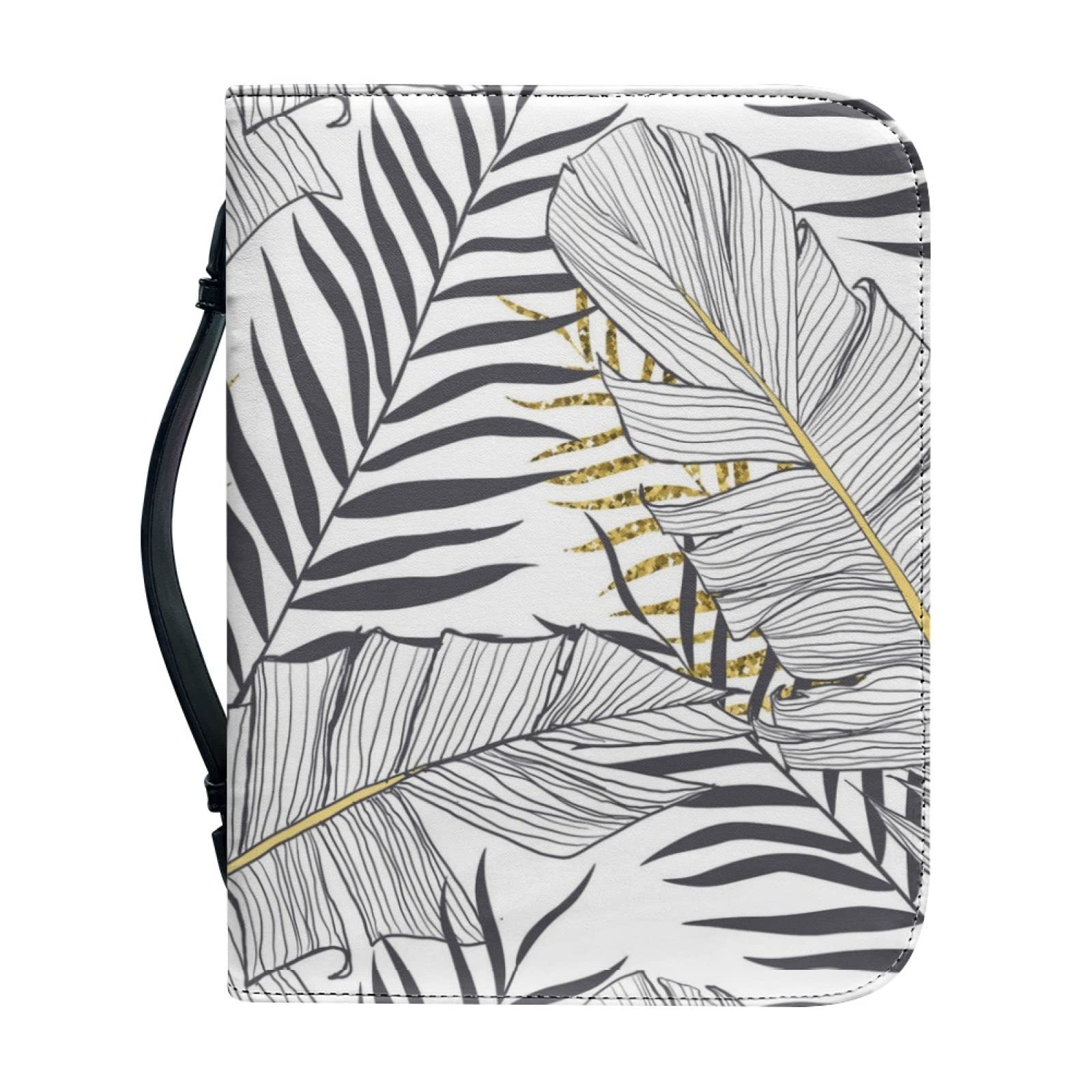 Kuiaobaty Palm Leaves Zipper Book Cover with Bookmark for Work School, Leaf Print Study,Bible Book, Book Carrying Bag Christian Gifts — image 1