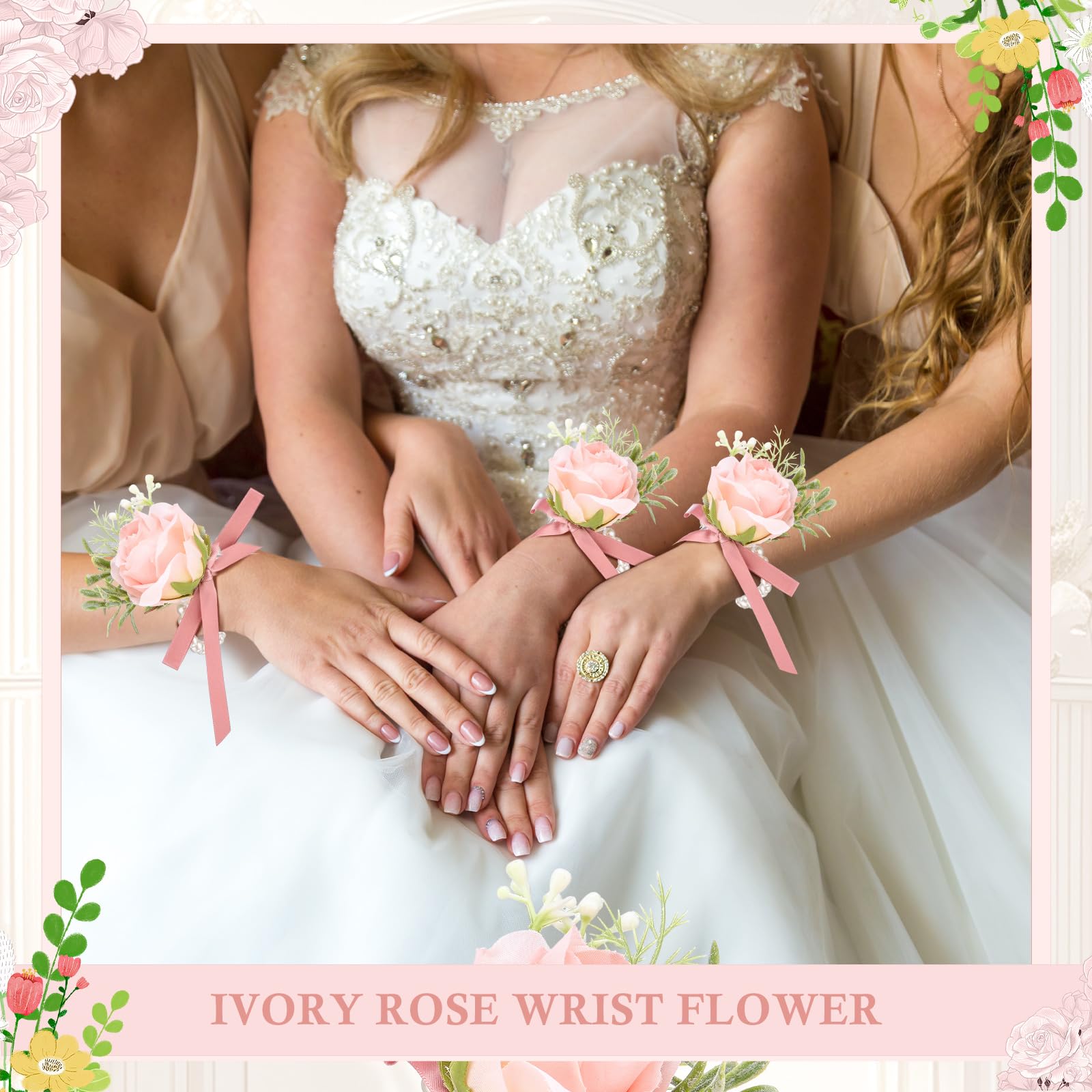 XunYee Set di 24 corsetti da polso e fiore all'occhiello con rose, da uomo, con cinturino da polso artificiale, per balli di fine anno, decorazioni per matrimoni, sposa, sposo, abiti da ballo (rosa)