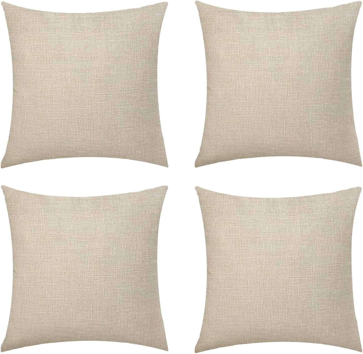 ZLWX LIFE Set of 4 Linen Throw Pillow Covers Textured