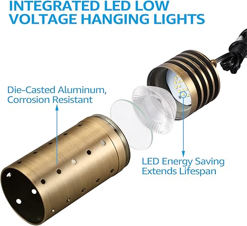 Miniatura 5 de LEONLITE Luces LED de paisaje de bajo voltaje, luz colgante de paisaje de 12 V, certificación UL, luces colgantes para exteriores, para árbol,