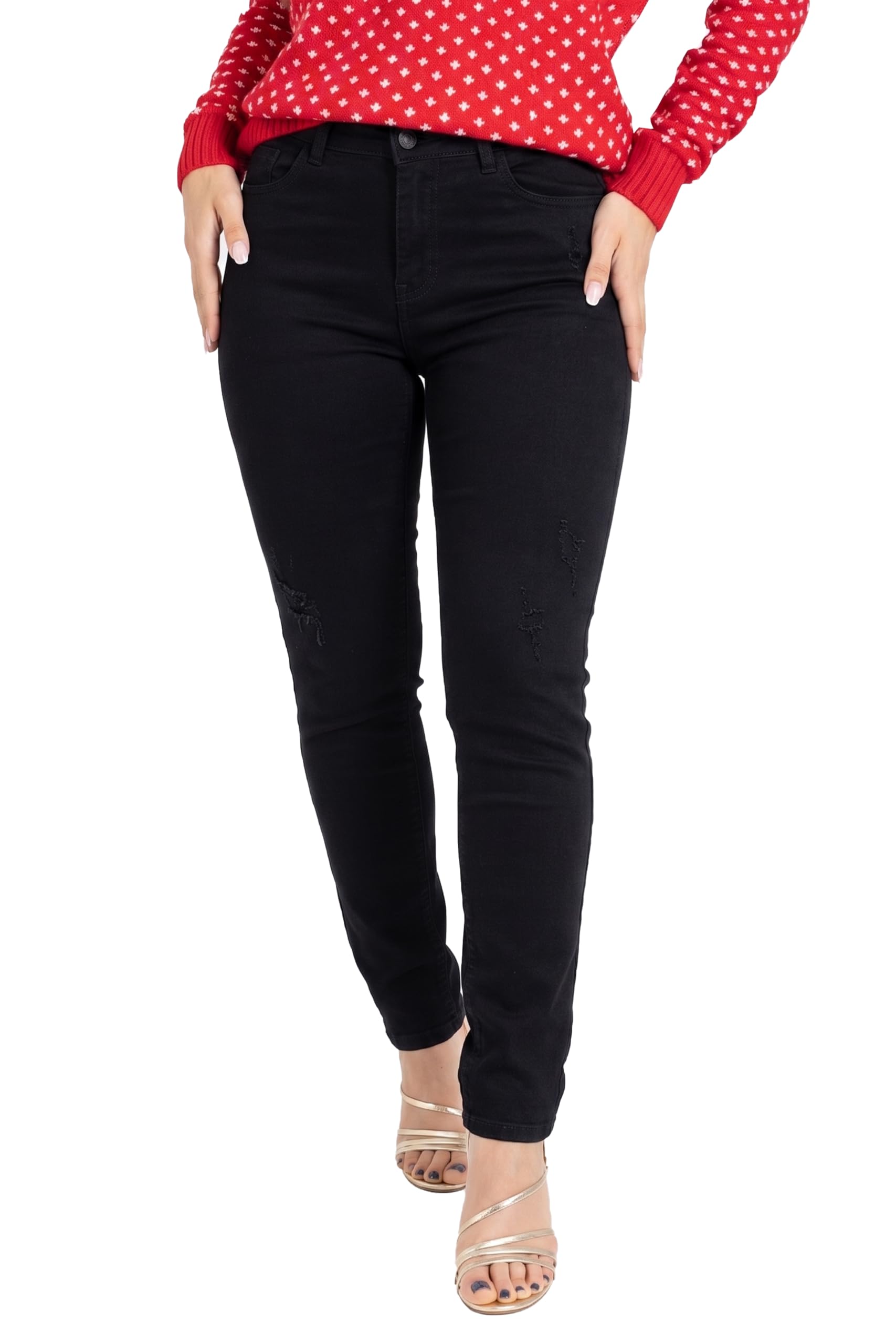 BlauerHafen Pantalones vaqueros para mujer, corte ajustado, elásticos, de cintura alta, mezcla de algodón, 5 bolsillos, cierre de cremallera, botón grande, corte ajustado, tallas 36 a 48