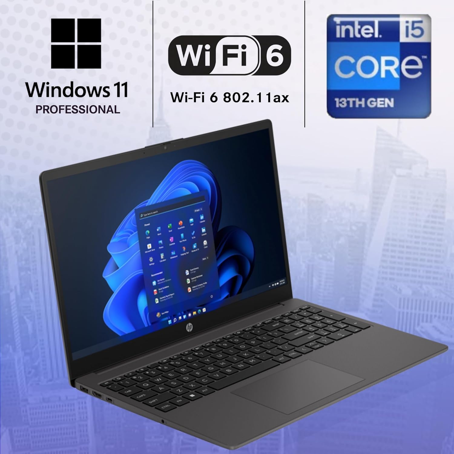 HP Notebook 250 G10, Display Laptop 15.6" Full HD, CPU Intel Core i5 13Th, 24GB Ram, 1TB (1000GB) NVMe SSD, Windows 11 Pro | Office 2021 Pro Plus | Portatile Pronto all'Uso |