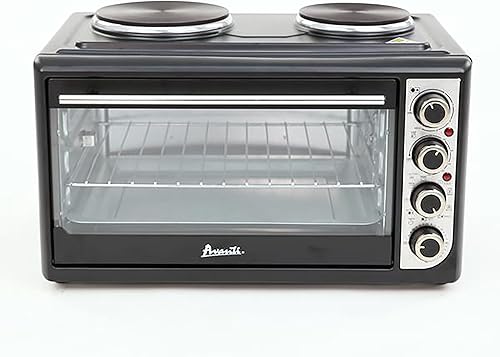 Miniatura 8 de Avanti Horno portátil multifunción con asador de convección y estufa de doble quemador, temporizador de 60 minutos y apagado automático, 1.4 pies