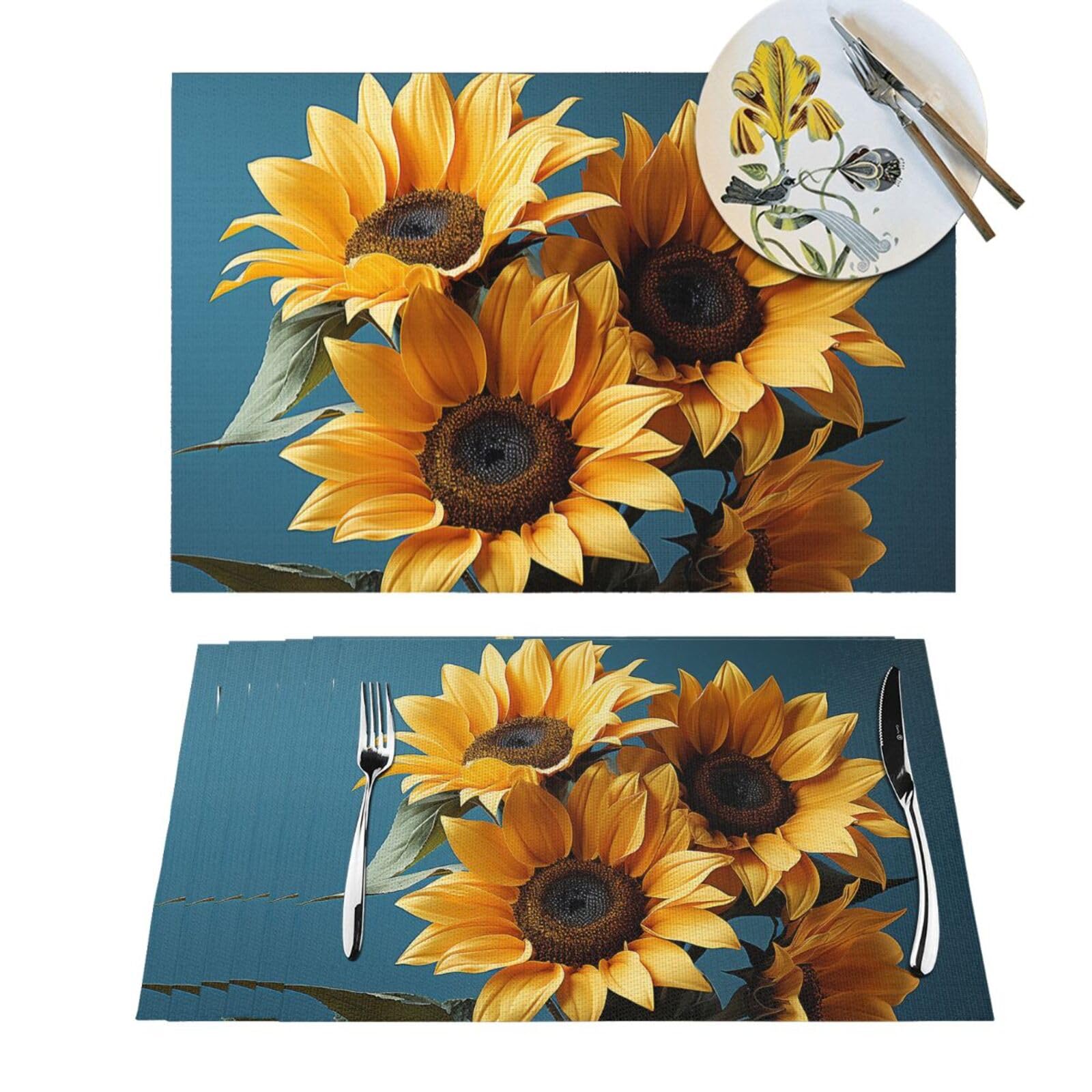 Sets de table en PVC tressé haut de gamme jaune pour la cuisine