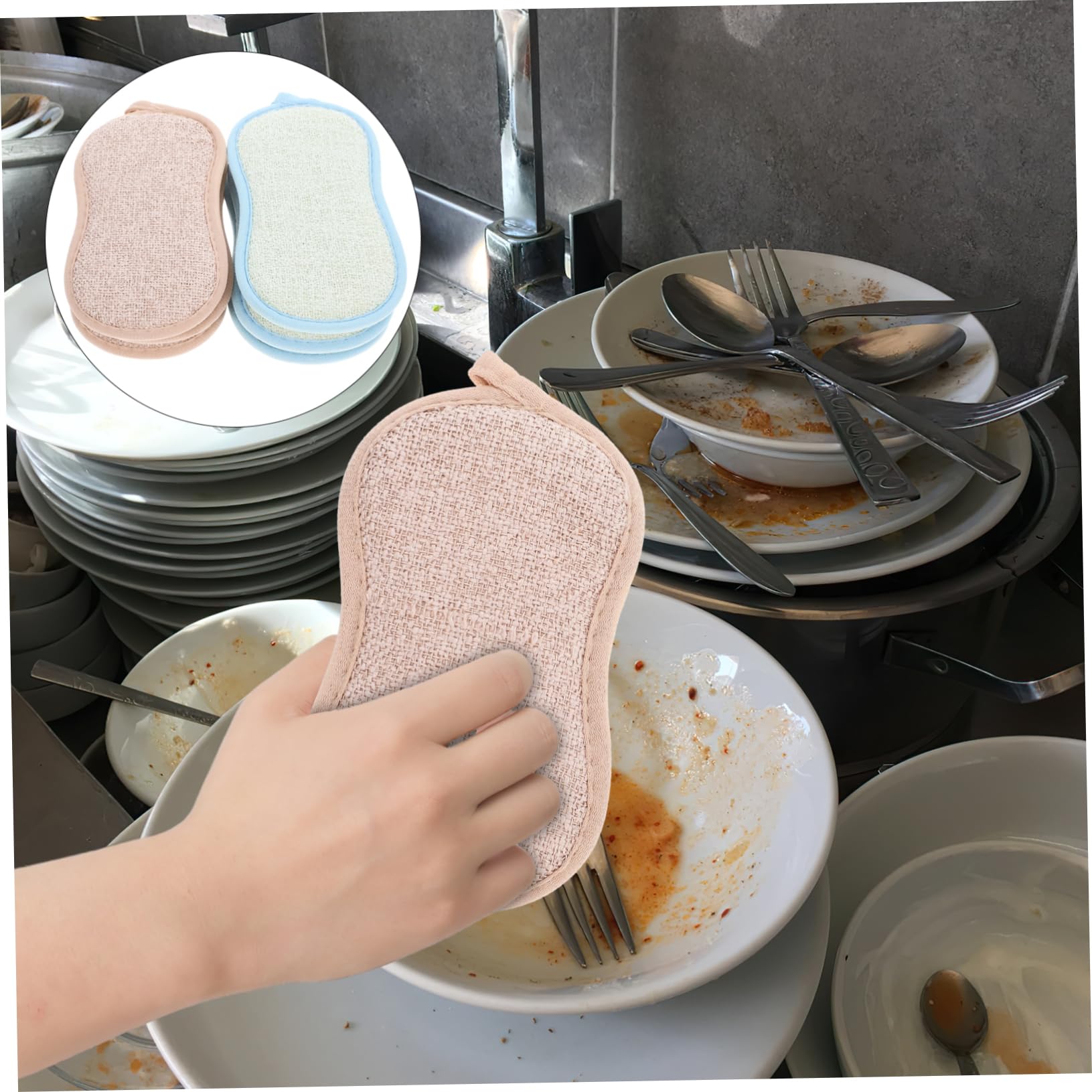Didiseaon 5 Juegos Cepillo para Lavar Platos De Fibra De Bambú Wok Trabajo En Esponjas De Limpieza Esponja para Baño Suministros De Limpieza para Platos Pequeños 6 Piezas * 5