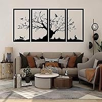 Vista 3 de Metal Wall Art Sculpture Decorative Metal Tree of Life Wall Decoration, Metal Tree Wall Art, 4 Panels Tree of Life Decor, Metal Wall Hangings, Tree