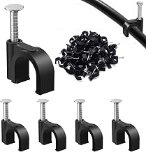 100PCS Round Cable Clips, 10MM Cable Nail Clips,Wire Tidy Clips, Durable Cable Wall Clips for Organizing Ethernet, USB Cable, Phone Line and TV Line-Black