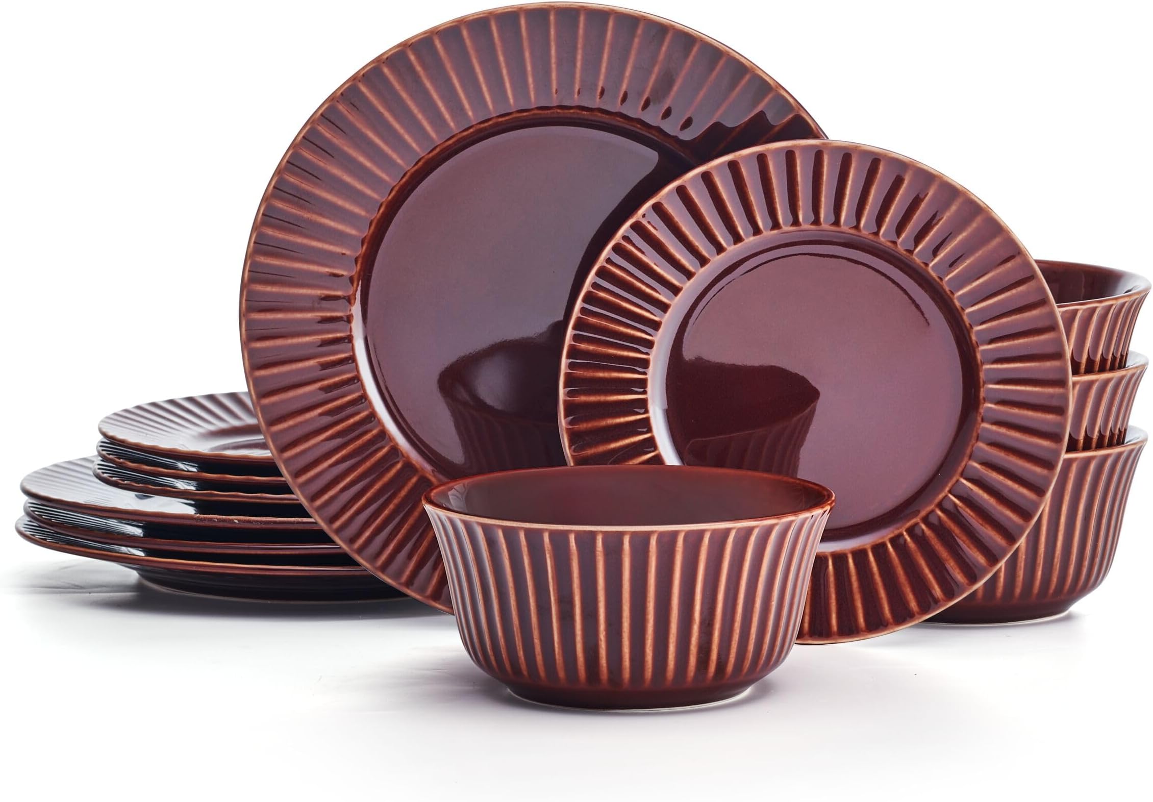 Pfaltzgraff Dannie Red 12 Piece Dinnerware Set, Service for 4, Red