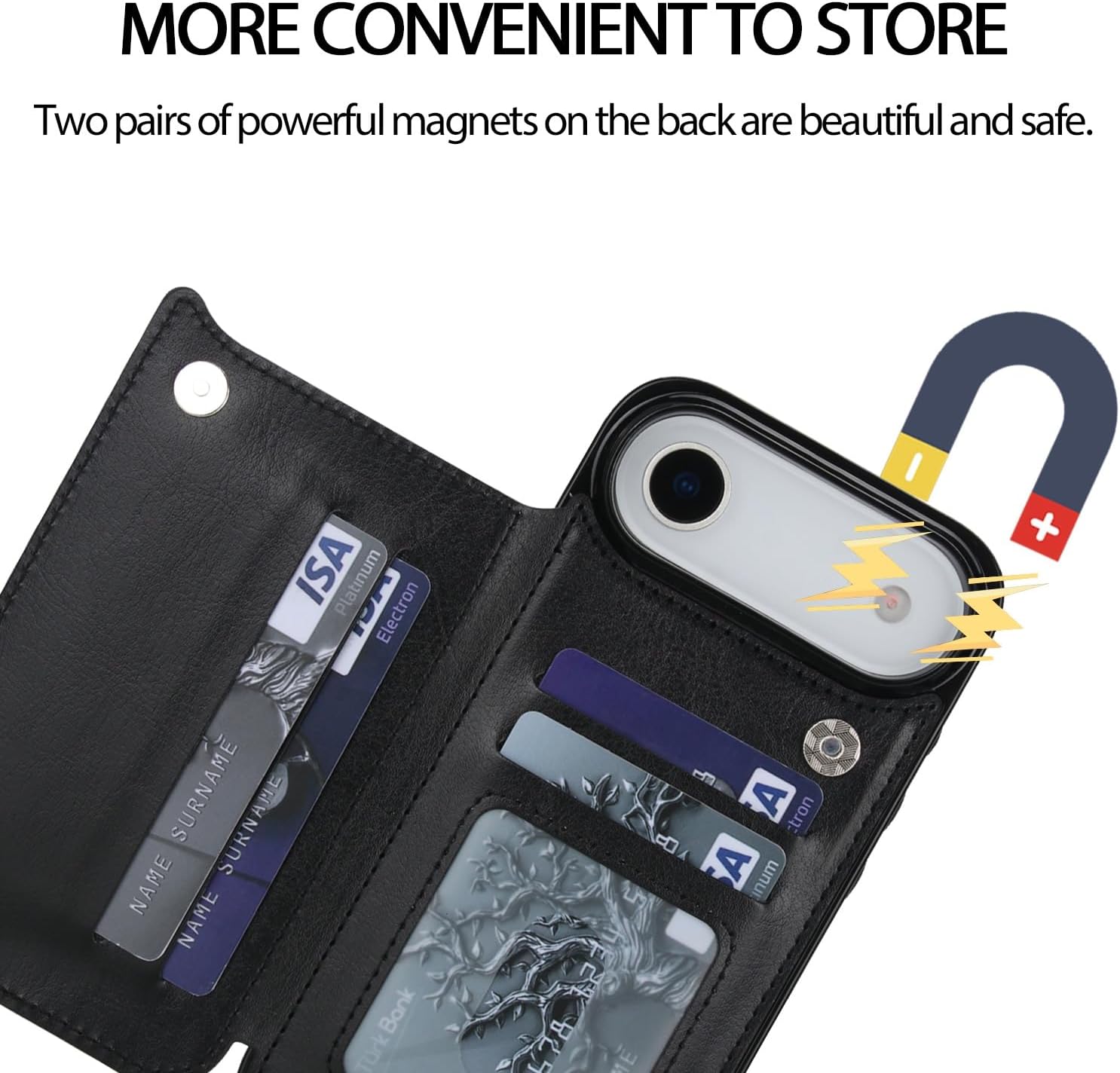 Case for iPhone 17/17 Air / 17 Pro / 17 Pro Max Wallet Case, PU Leather Flip Cover with Card Holder, Double Magnetic Closure, Shockproof Slim Design(Rose Red,17 Air)