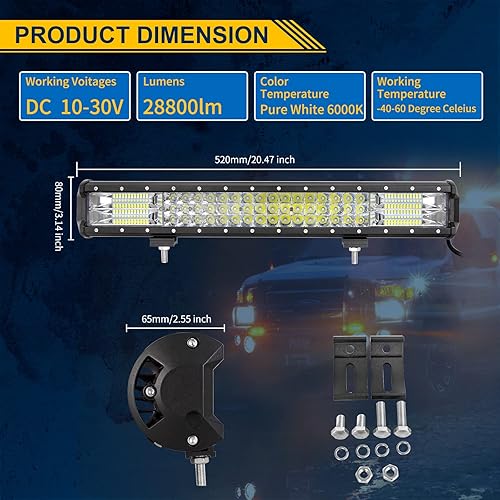 Miniatura 3 de SKYWORLD Barra de luz LED de trabajo de 12 pulgadas, 180 W, punto de inundación, haz combinado de luces LED, barra de luces LED 7D, lámpara de