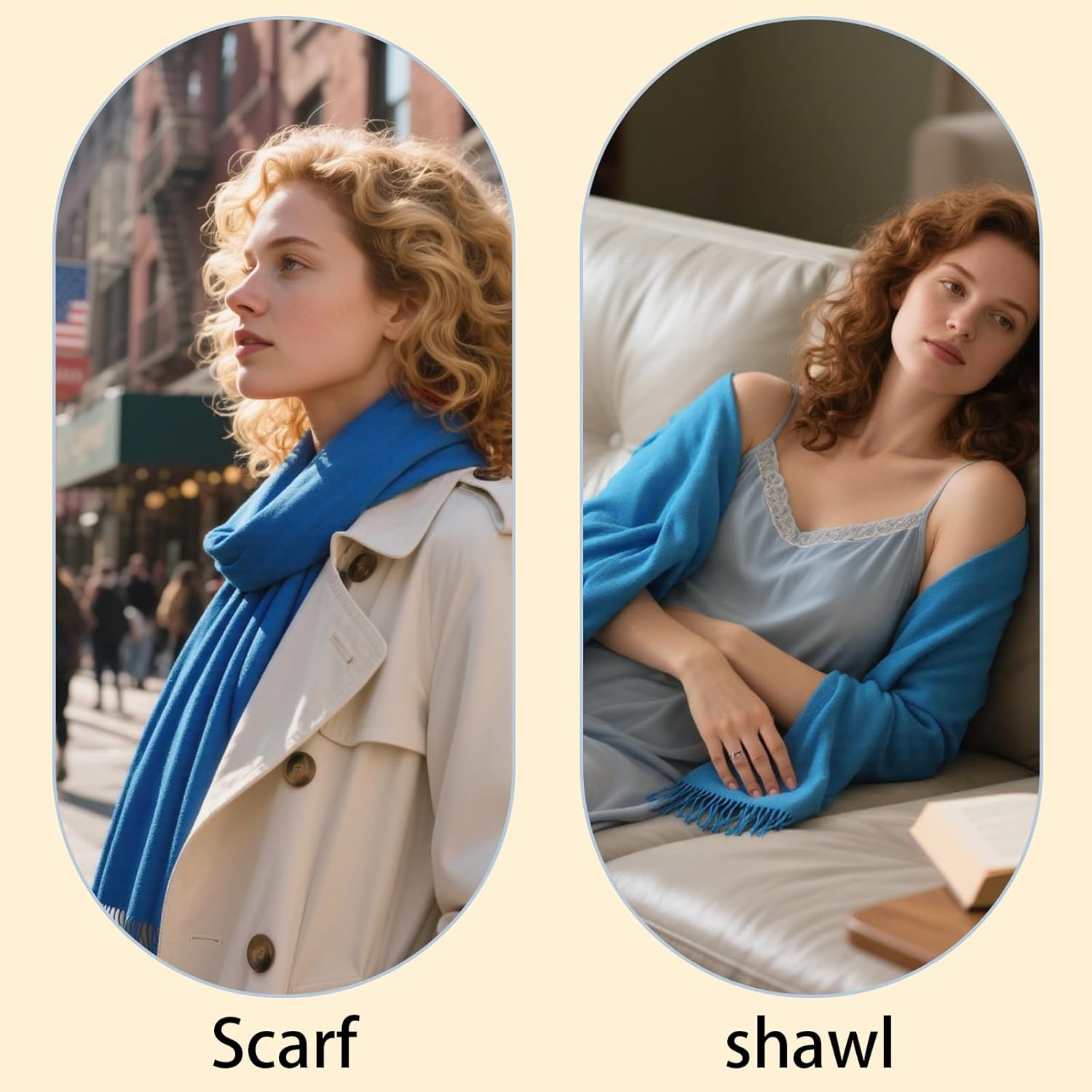 Winter Wool Scarf Shawl Wraps for Women Thick Solid Scarves Warm for Cold Weather Fashion Wrap for Men - Image 4