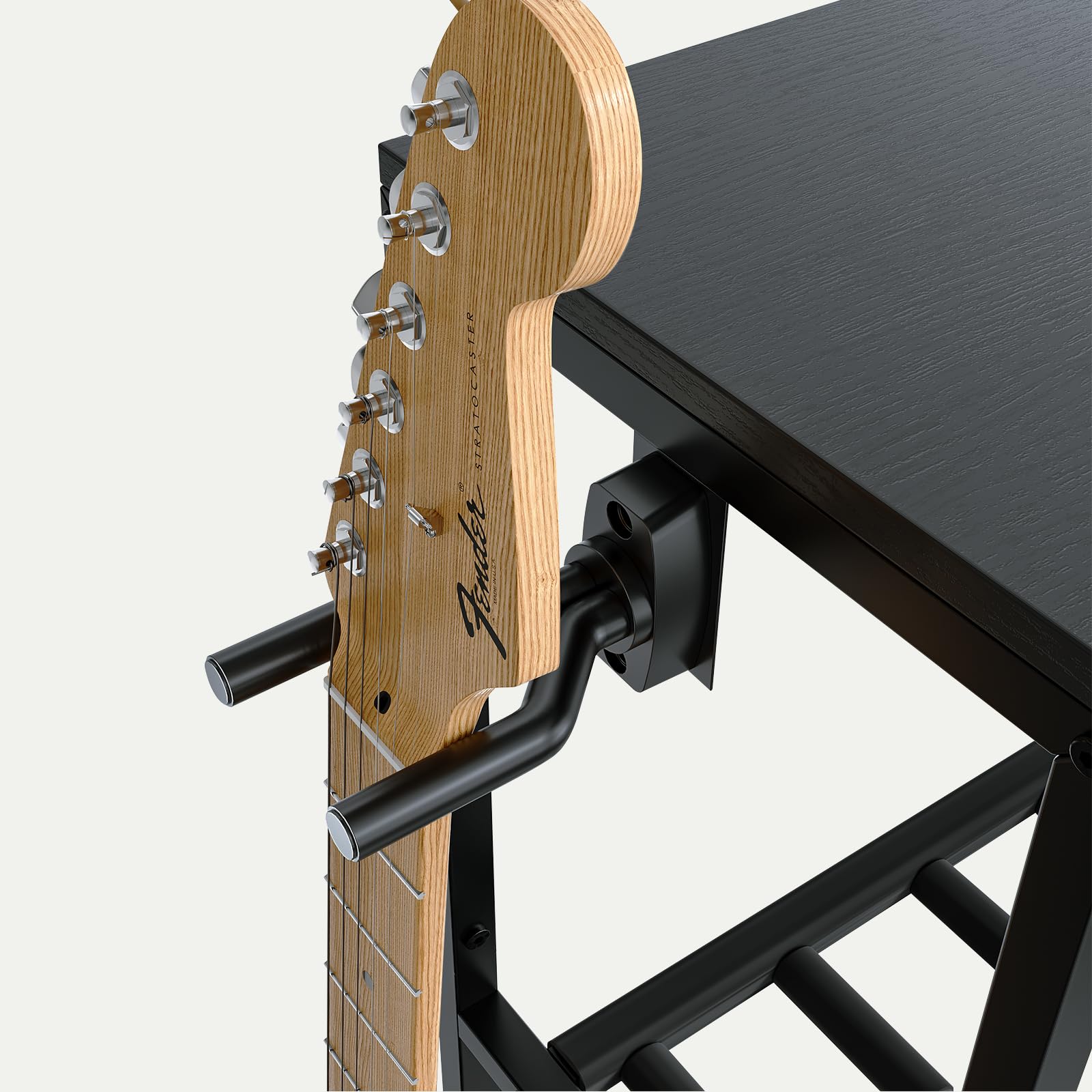 MAHANCRIS Supporto Porta Chitarre a 2 Livelli per 3 Strumenti, Chitarre Acustica, Elettrica, Bass, Ukulele, Banjo. con Ripiano per Accessori, Protezione in EVA, Nero AGSBK6301