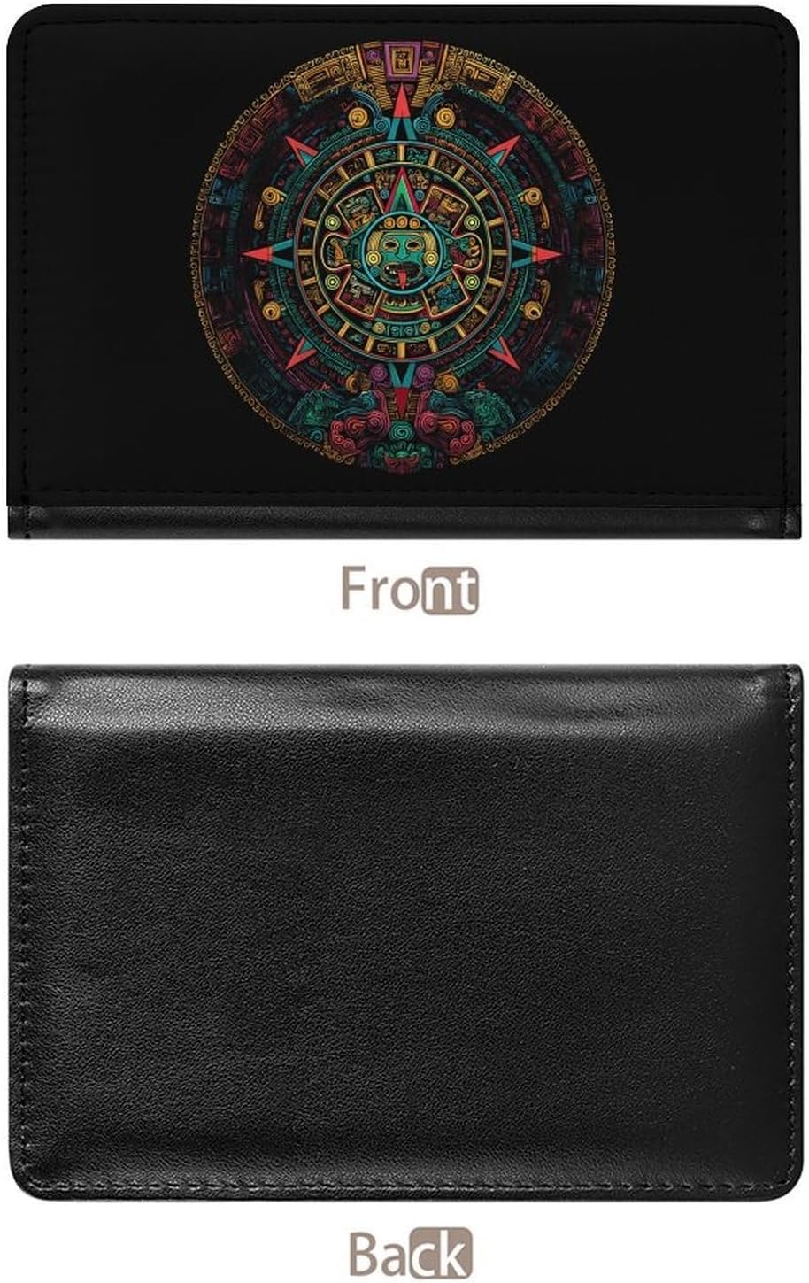 Colorful Aztec Maya Calendar Travel Passport Holder Passports Protective Cover for Women Men with Card Slots