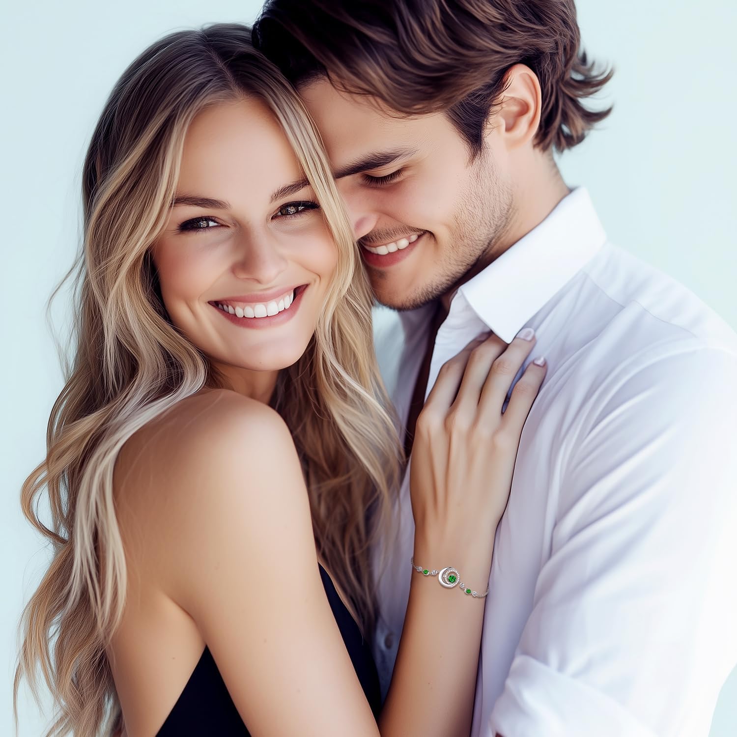 FANCIME Birthstone Bracelets 925 Sterling Silver Moon and Star Bangle Charm Bracelet Fine Jewelry Anniversary Birthday Mothers Day Gifts for Her Women, Adjustable Chain 6.7"+1.2" Extend - Image 5