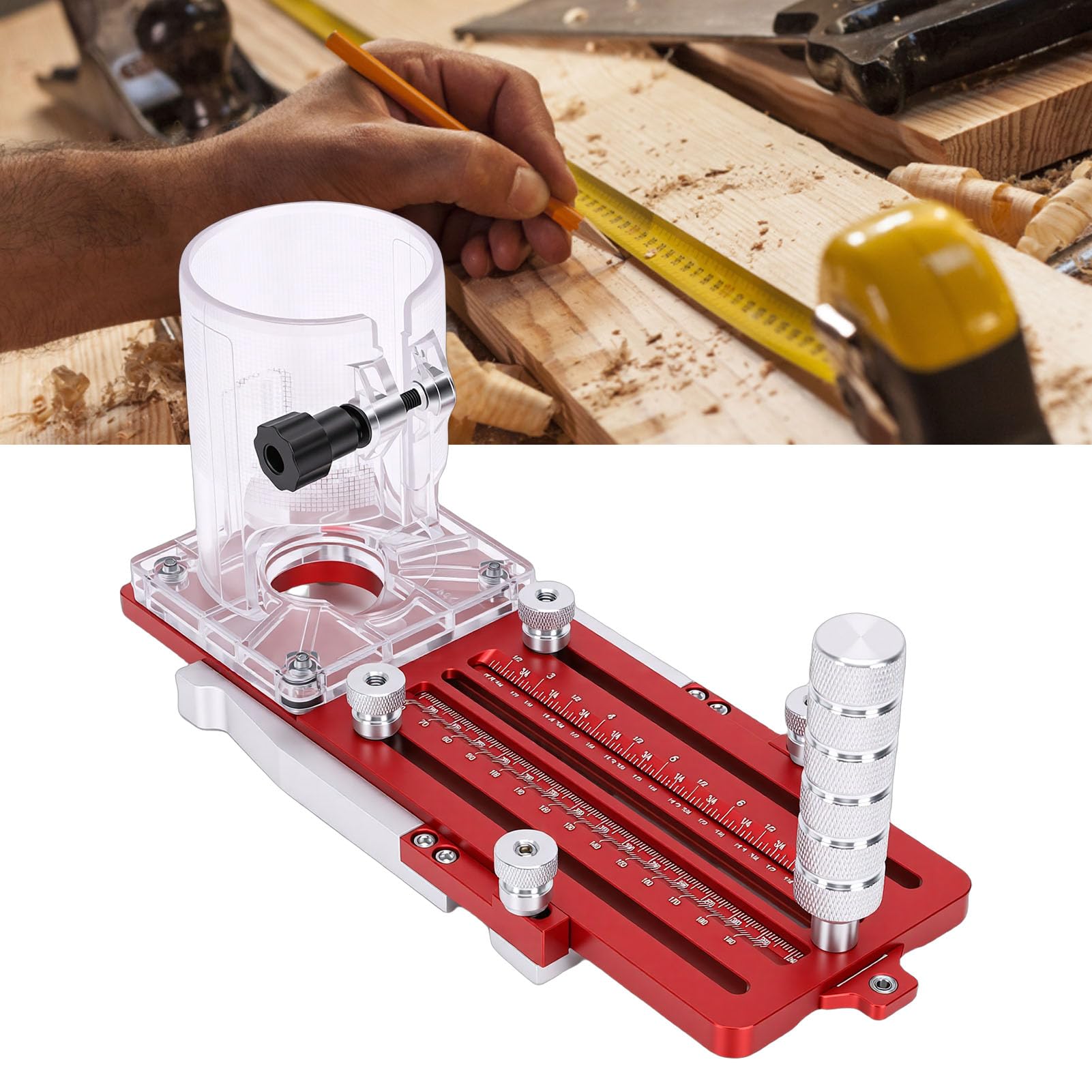 Luocute Base per Fresa per Legno, Guida Multifunzionale per Scanalatura del Router in Lega di Alluminio con Scala Precisa e Backplane Dritto, per la Lavorazione del Legno, Rifilatura,