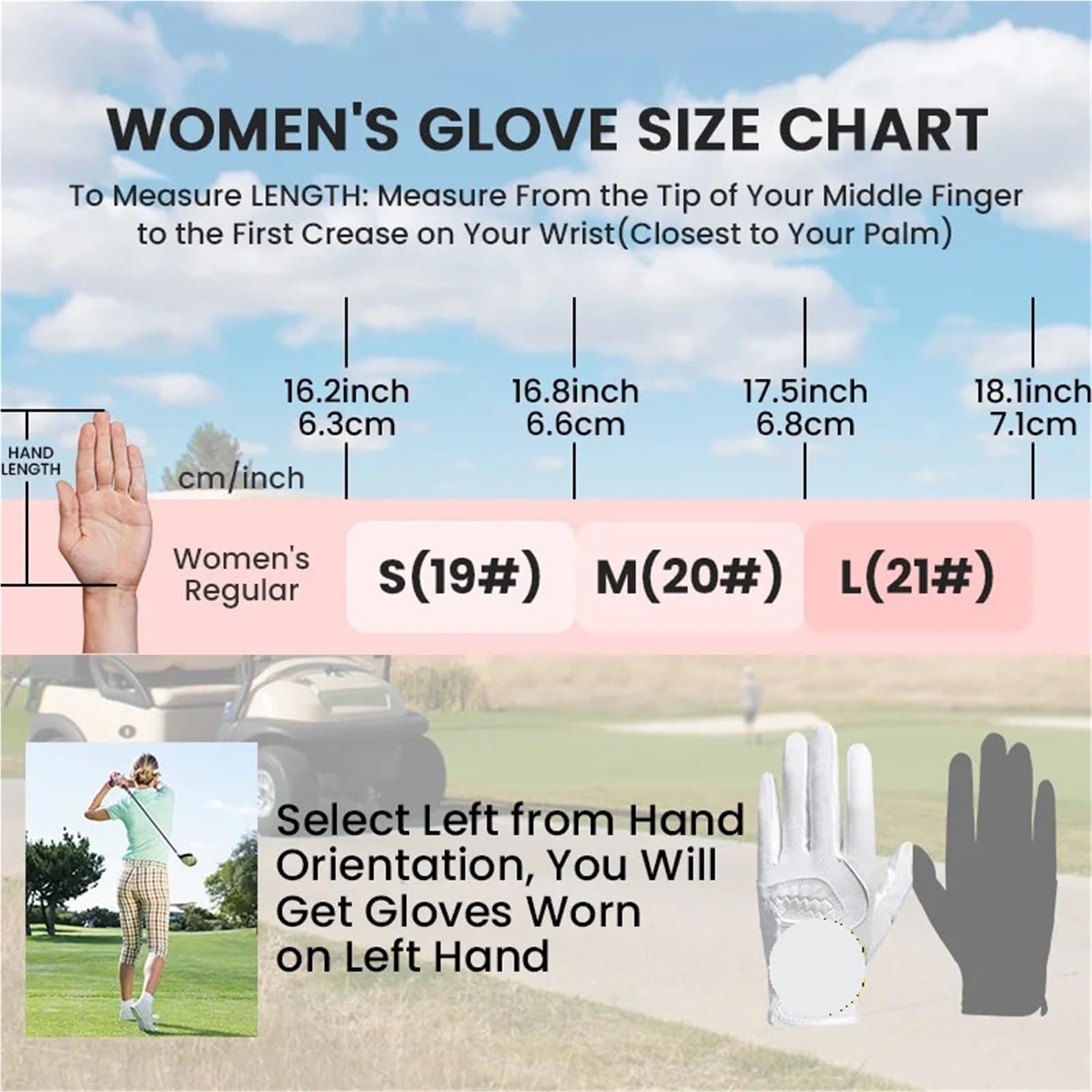 Damen Golfhandschuhe Linke Hand für Rechtshänder Golfer Mikrofaser Allwettergriff für nasse, heiße & kühle Bedingungen