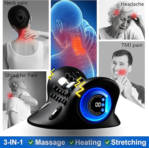 Miniatura 5 de Masajeador de cuello, masajeador de cuello Shiatsu con calor eléctrico de hombros y masaje cervical para aliviar el dolor, almohada de masaje de