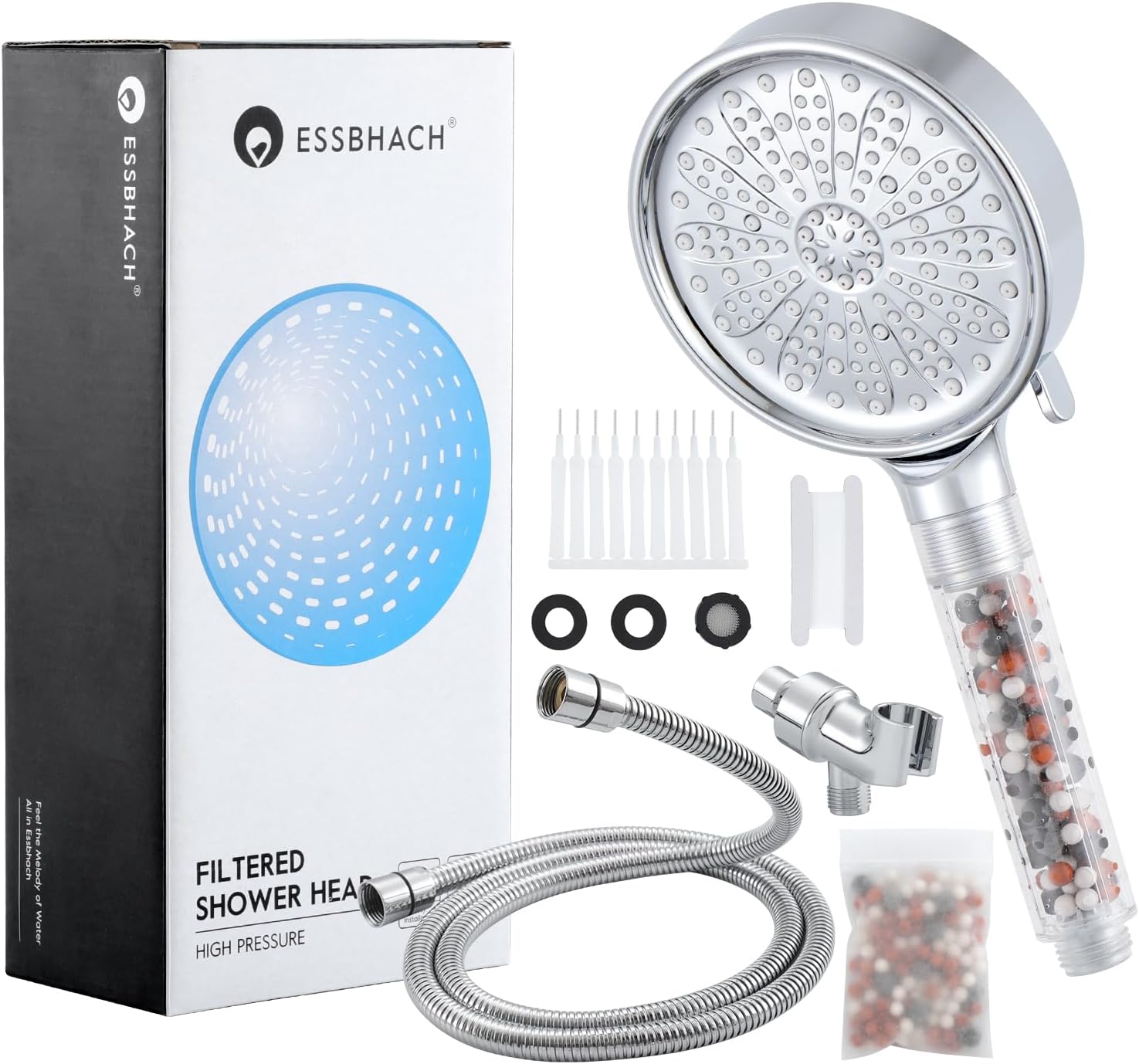 Essbhach Filtered Shower Head with Handheld, High Pressure 6 Spray Mode