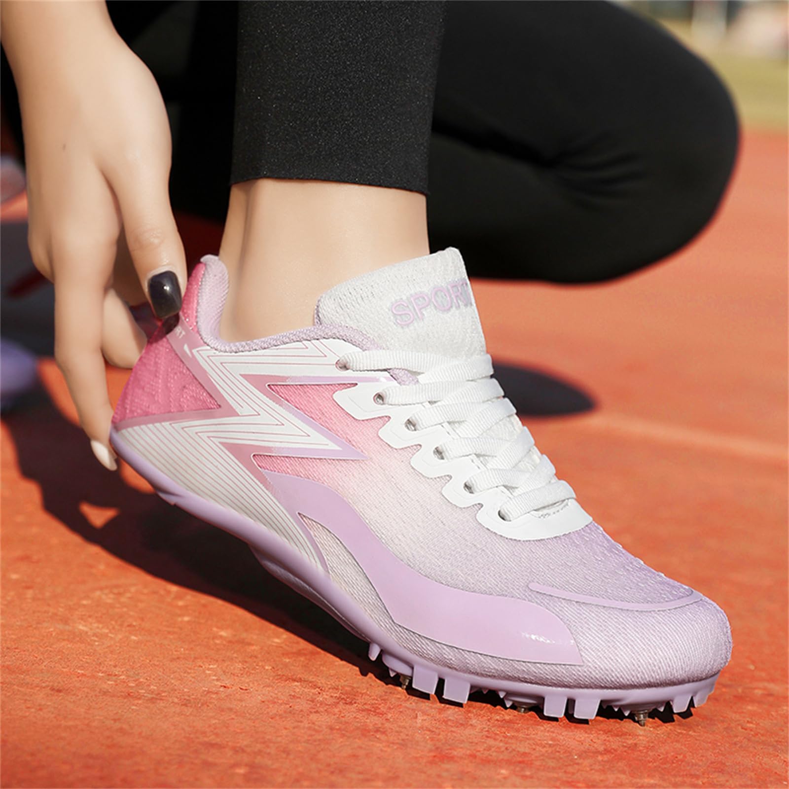 Zapatillas De Atletismo con 8 Clavos Zapatillas Profesionales De Velocidad para Hombres Y Mujeres Cómodas para Saltar Y Correr