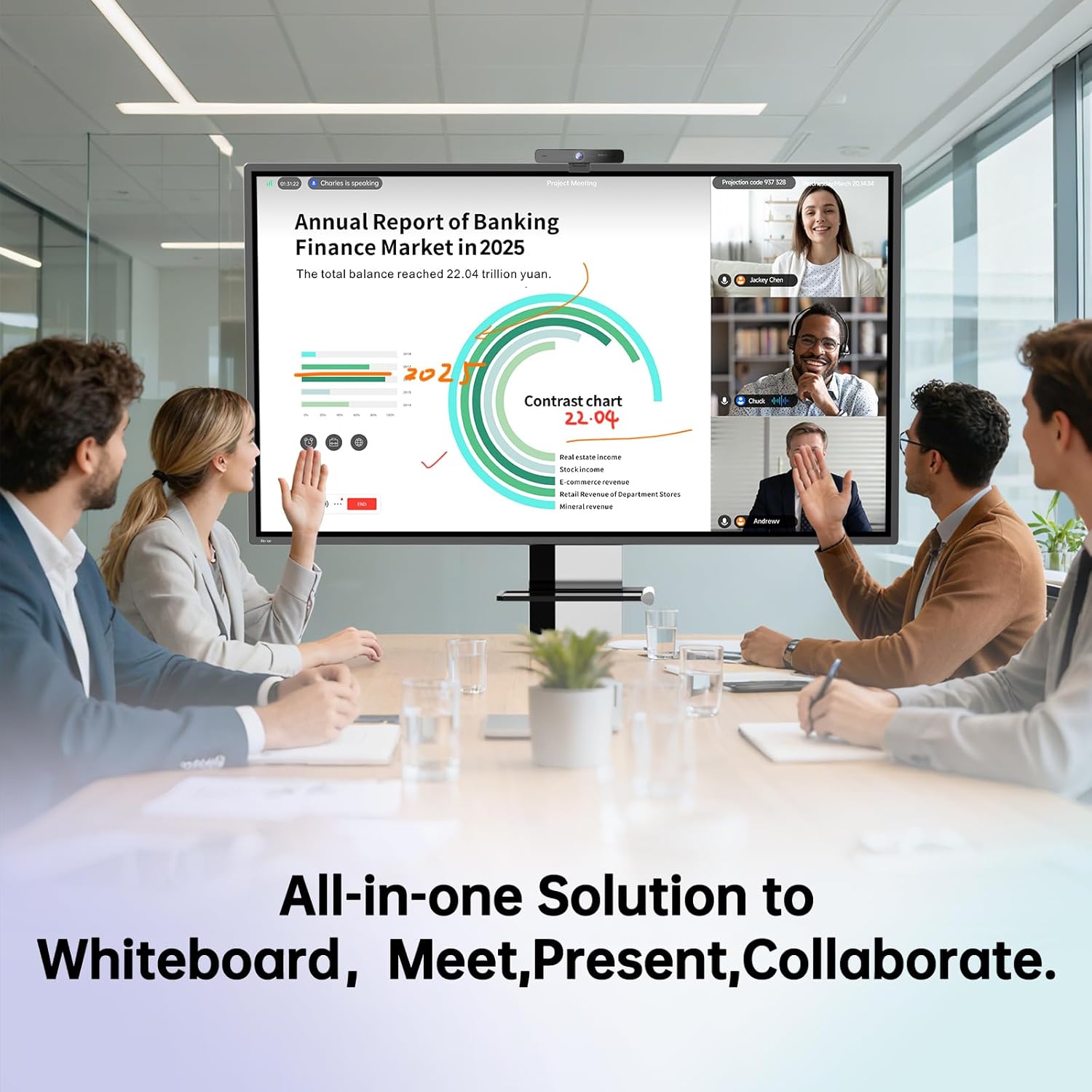 Smart Board, Interactive Whiteboard, 4K UHD Touch Screen Digital Board, Digital Electronic Smartboard for Classroom,Office & Conference Rooms,Open App Ecosystem(Board & Wall Mount Only) (55 Inch)